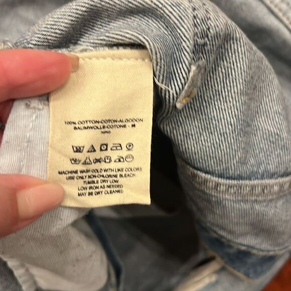 We The Free Hallie Denim Cut Off Skirt Blue 100% Cotton Distressed Hem Size 28 - Picture 9 of 9